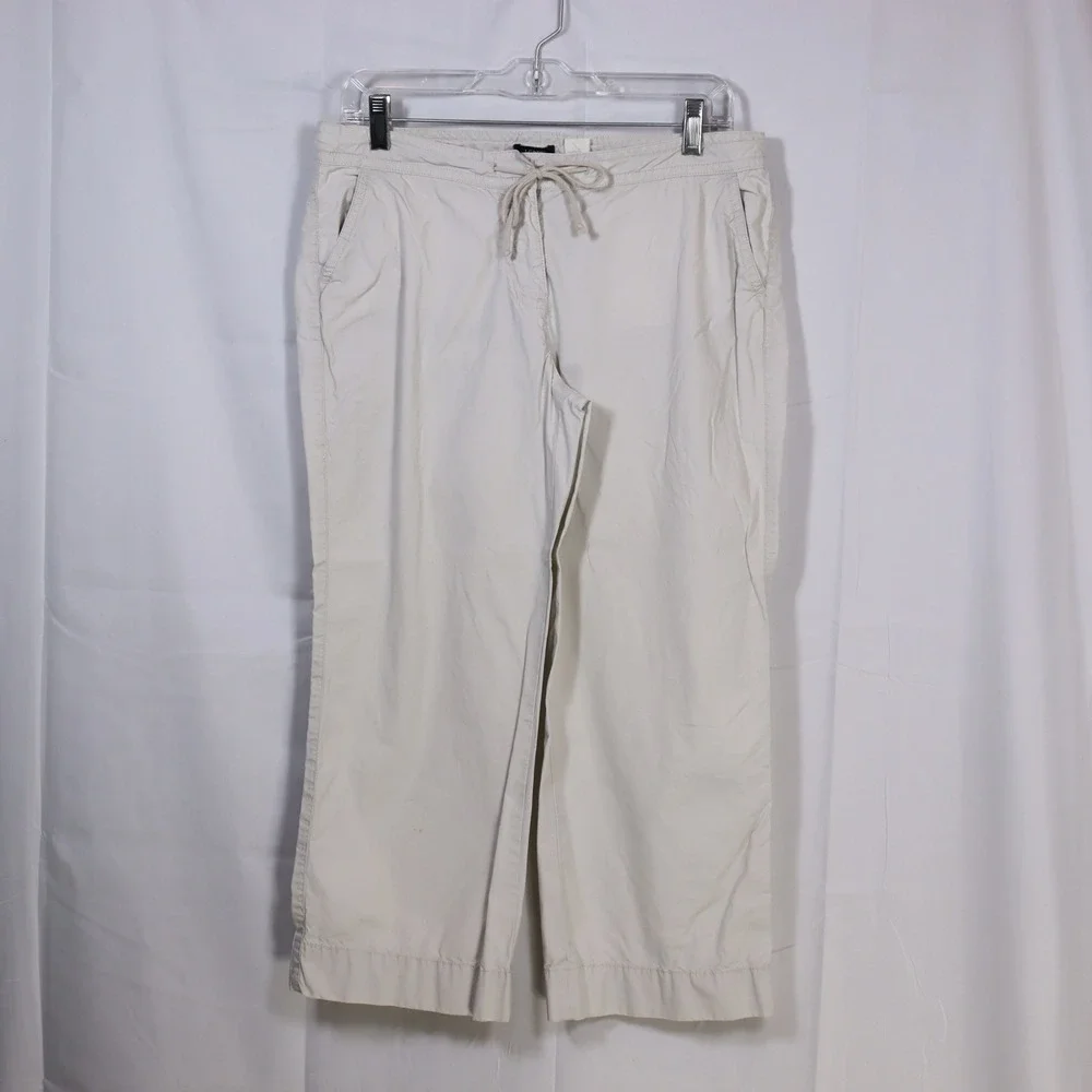 J.Crew Crop Pants 6 Beige Womens Low Fit Drawstring‎ Capris